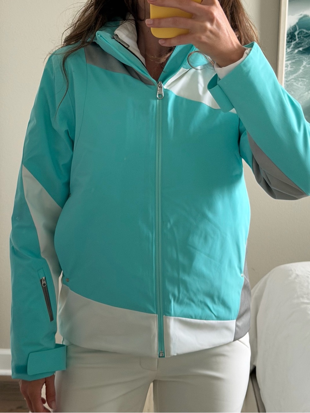 Spyder Aqua and White Colorblock Women's Ski Jacket